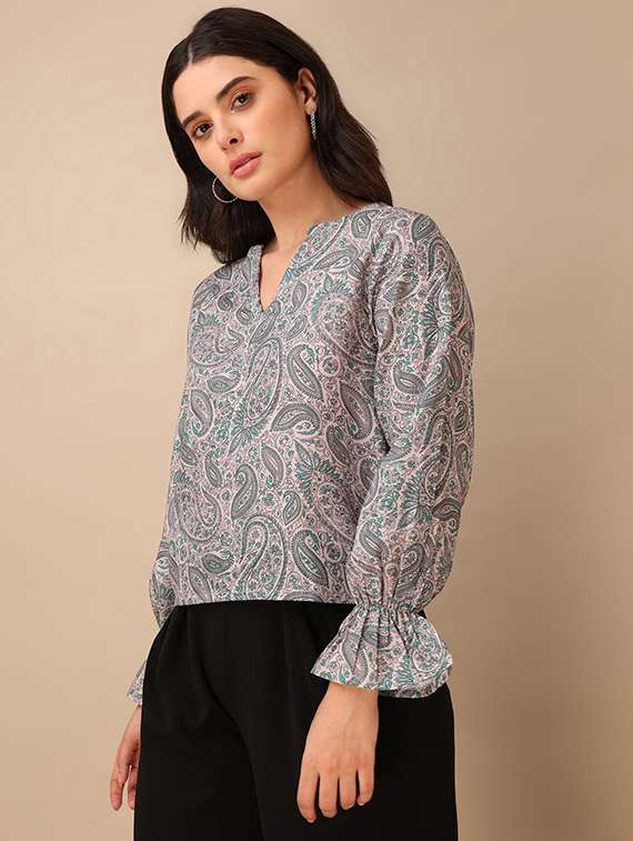 green cotton blend regular top - 22553623 -  Standard Image - 2