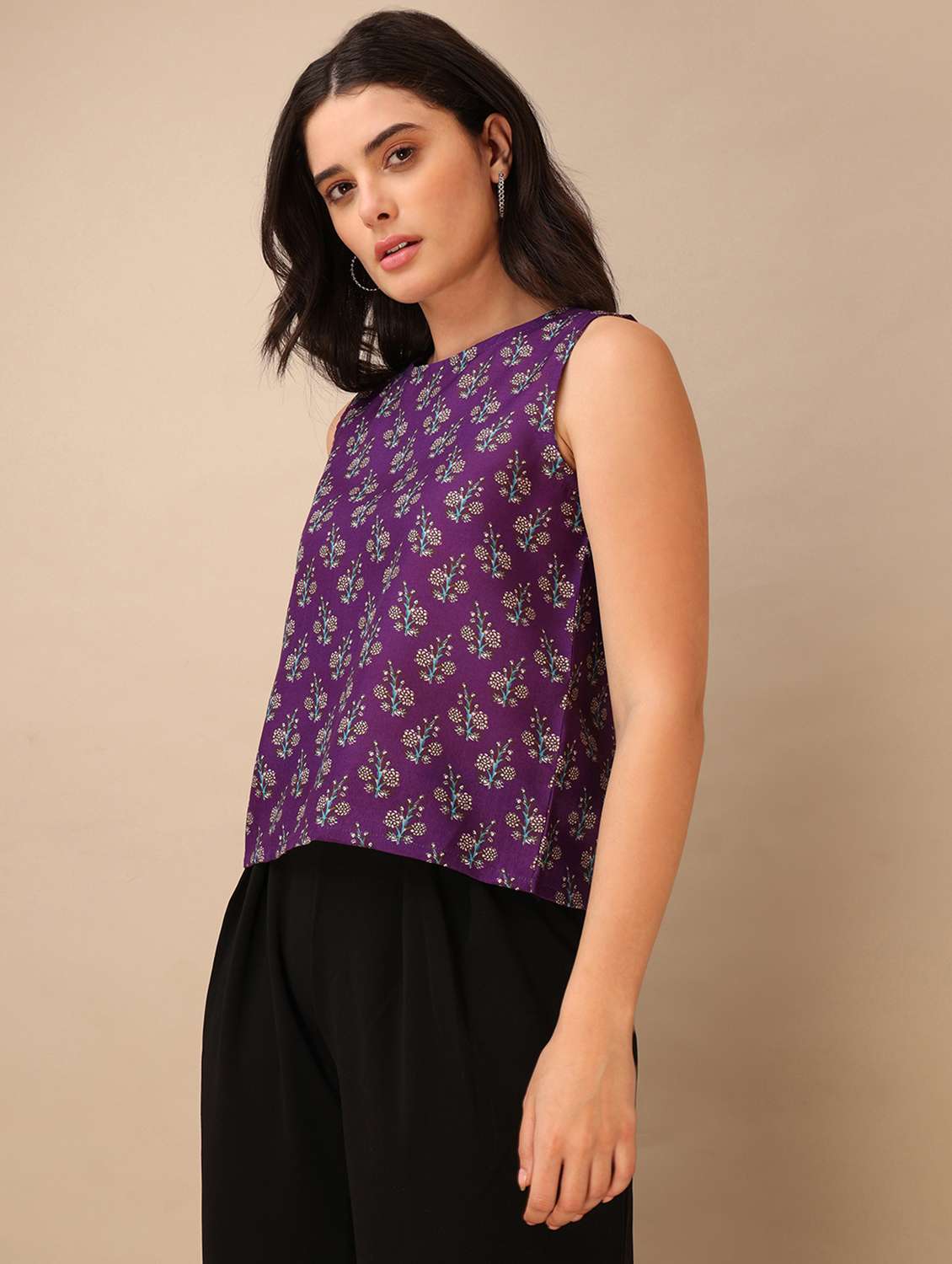 purple cotton blend crop top - 22553628 -  Standard Image - 2