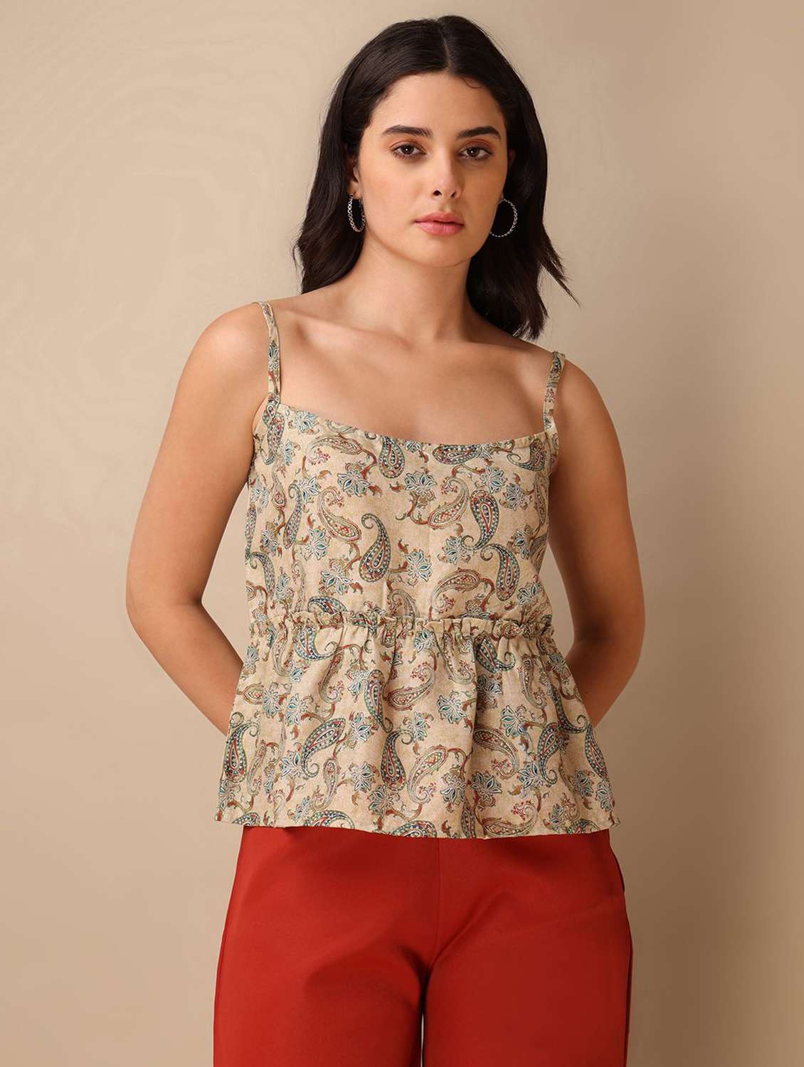 olive cotton blend tiered top
