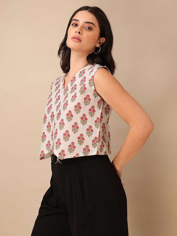 off white cotton blend crop top - 22553642 -  Standard Image - 2