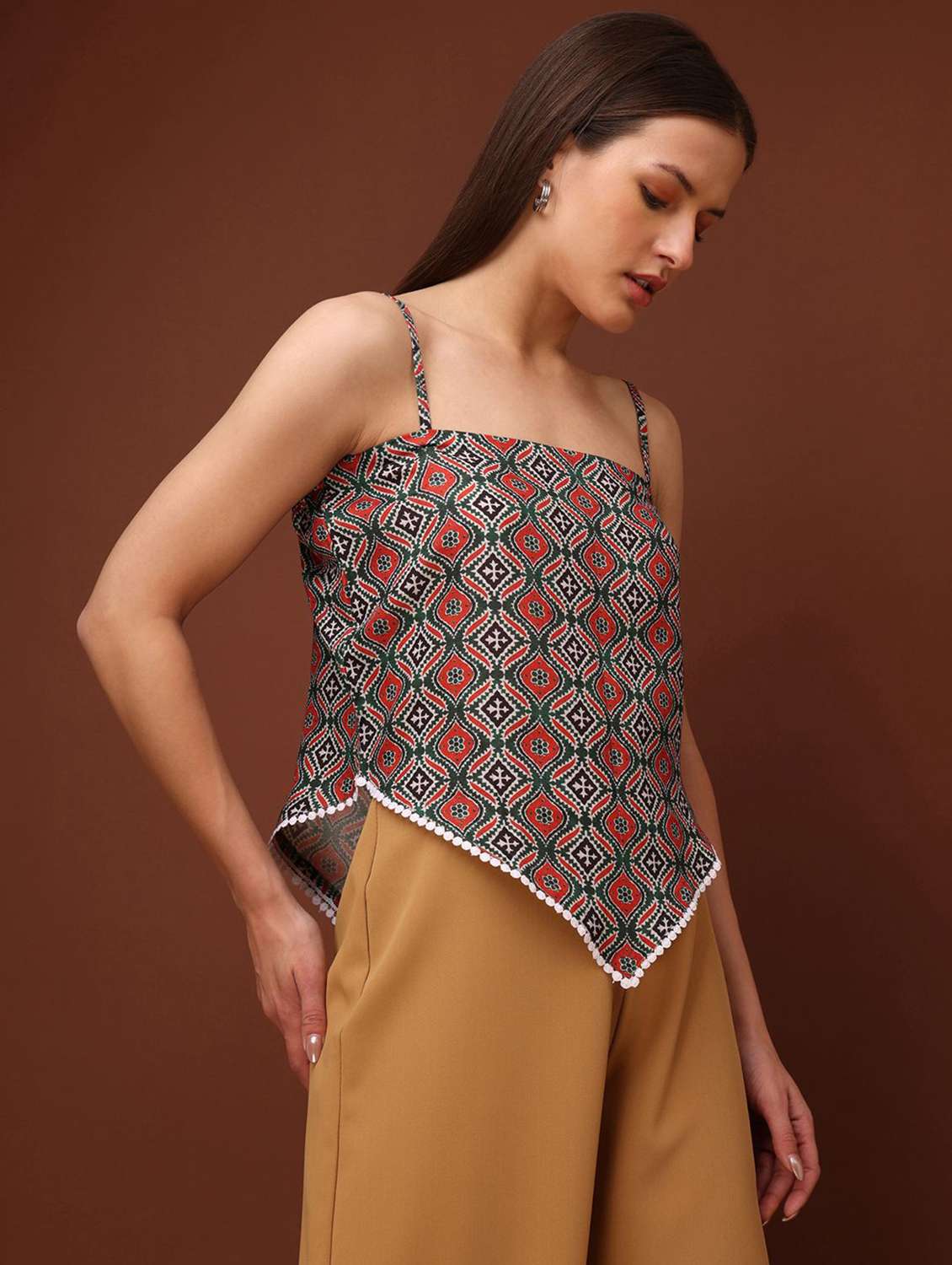 green cotton blend crop top - 22553644 -  Standard Image - 2