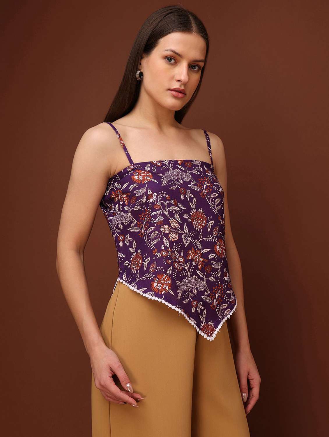 purple cotton blend crop top - 22553646 -  Standard Image - 2