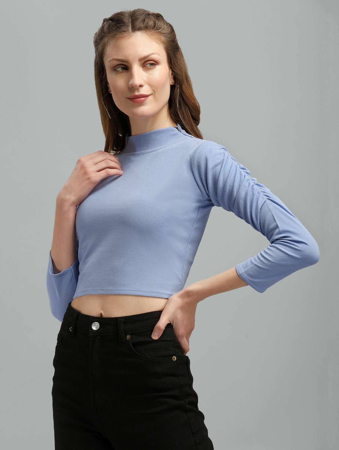 lavender polyester crop top - 22553657 -  Standard Image - 2