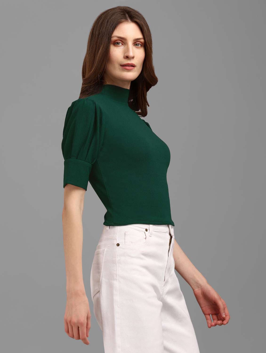 green polyester crop top - 22553663 -  Standard Image - 2