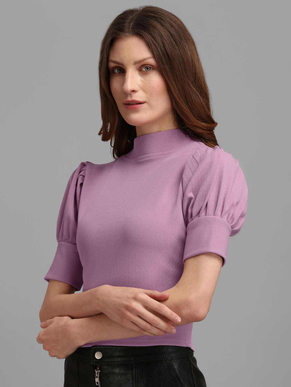 purple polyester crop top - 22553664 -  Standard Image - 2