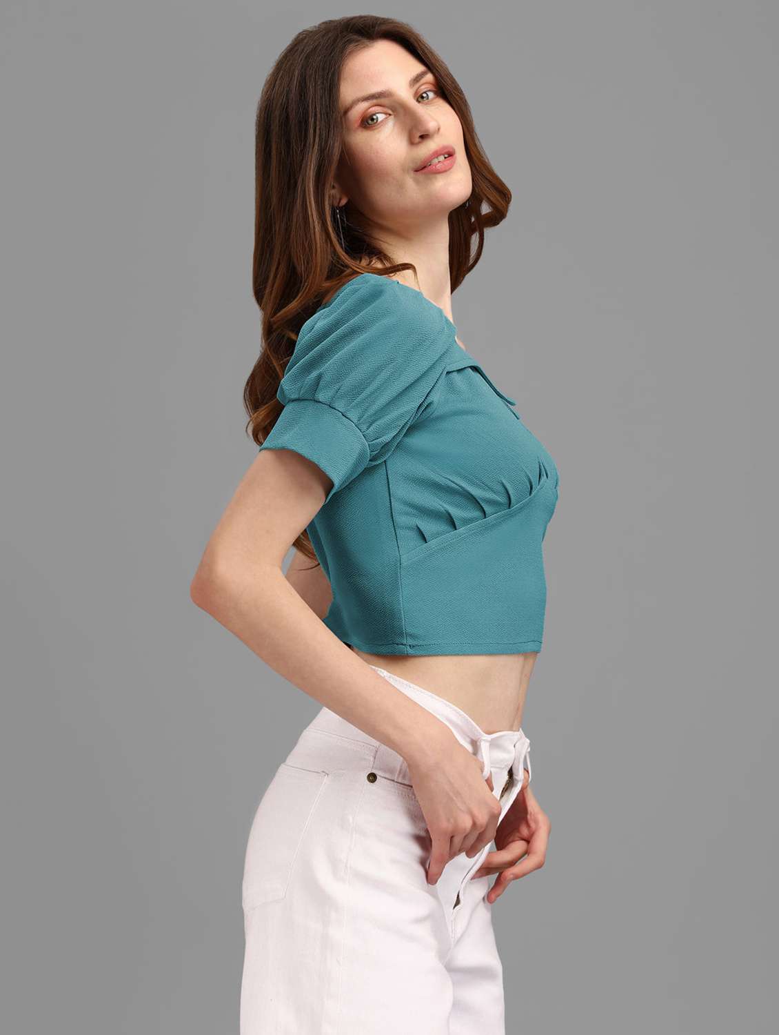 blue polyester crop top - 22553669 -  Standard Image - 2