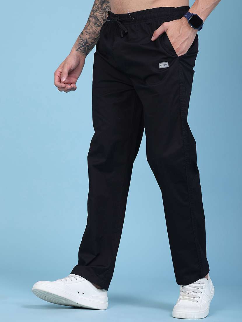 men solid mid rise flat front casual trouser - 22553685 -  Standard Image - 2