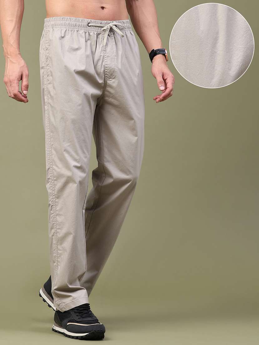 men solid mid rise flat front casual trouser - 22553689 -  Standard Image - 2