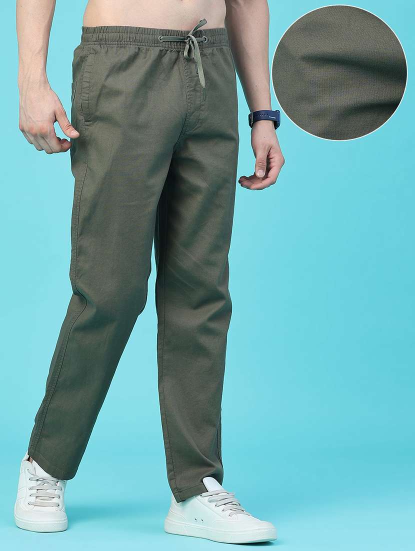 Men Solid Mid Rise Flat Front Casual Trouser - 22553693 -  Standard Image - 2