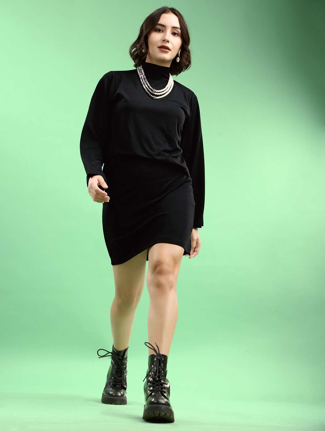black lycra blend top and skirt set coord - 22553733 -  Standard Image - 2
