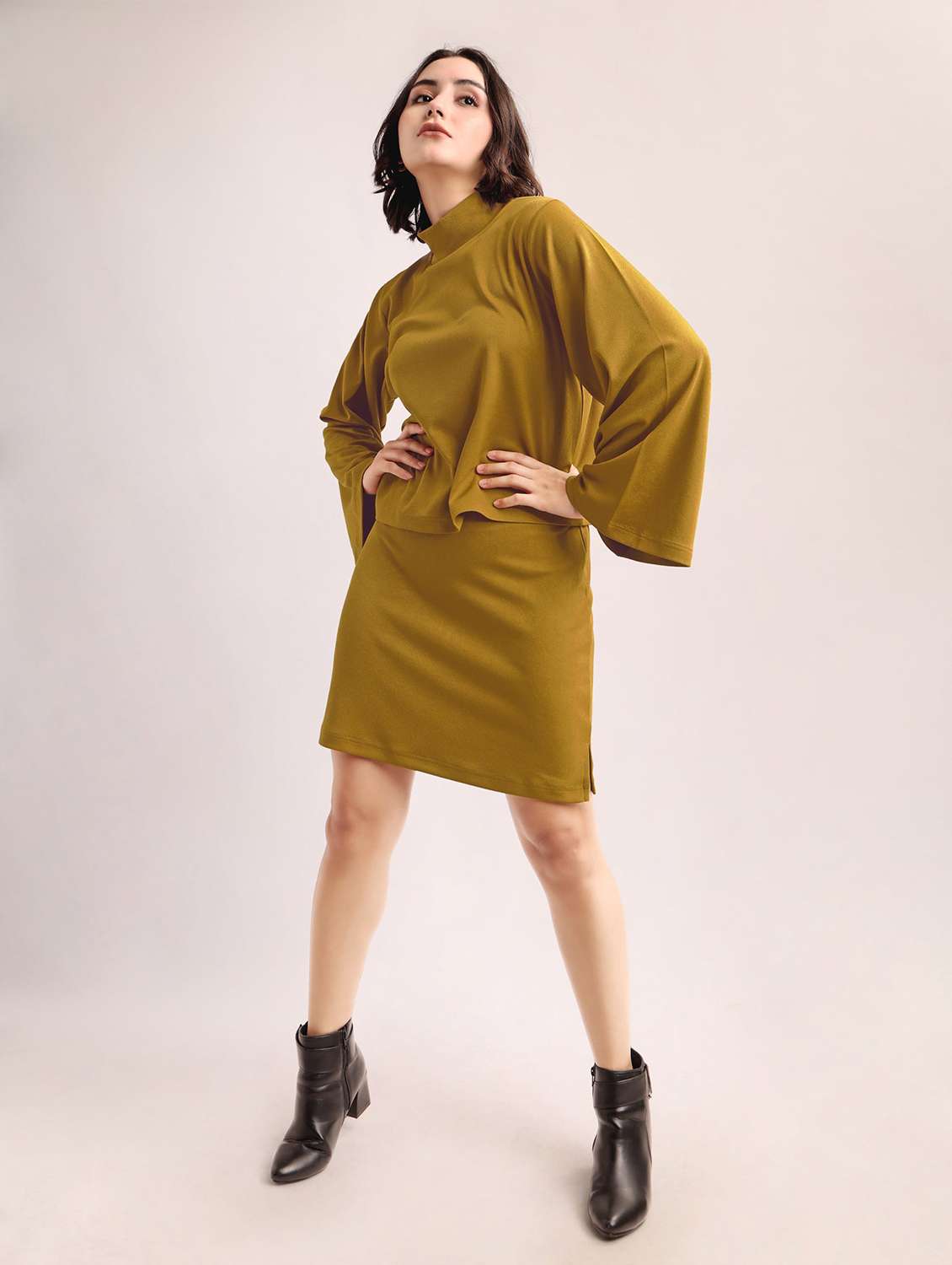 women solid long sleeves top and skirt set - 22553735 -  Standard Image - 2