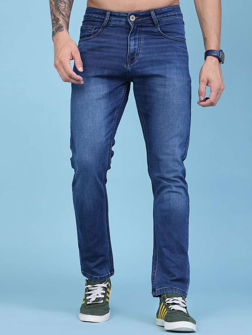 Men Washed Mid Rise Full Length Slim Fit Jeans - 22554002 -  Standard Image - 2