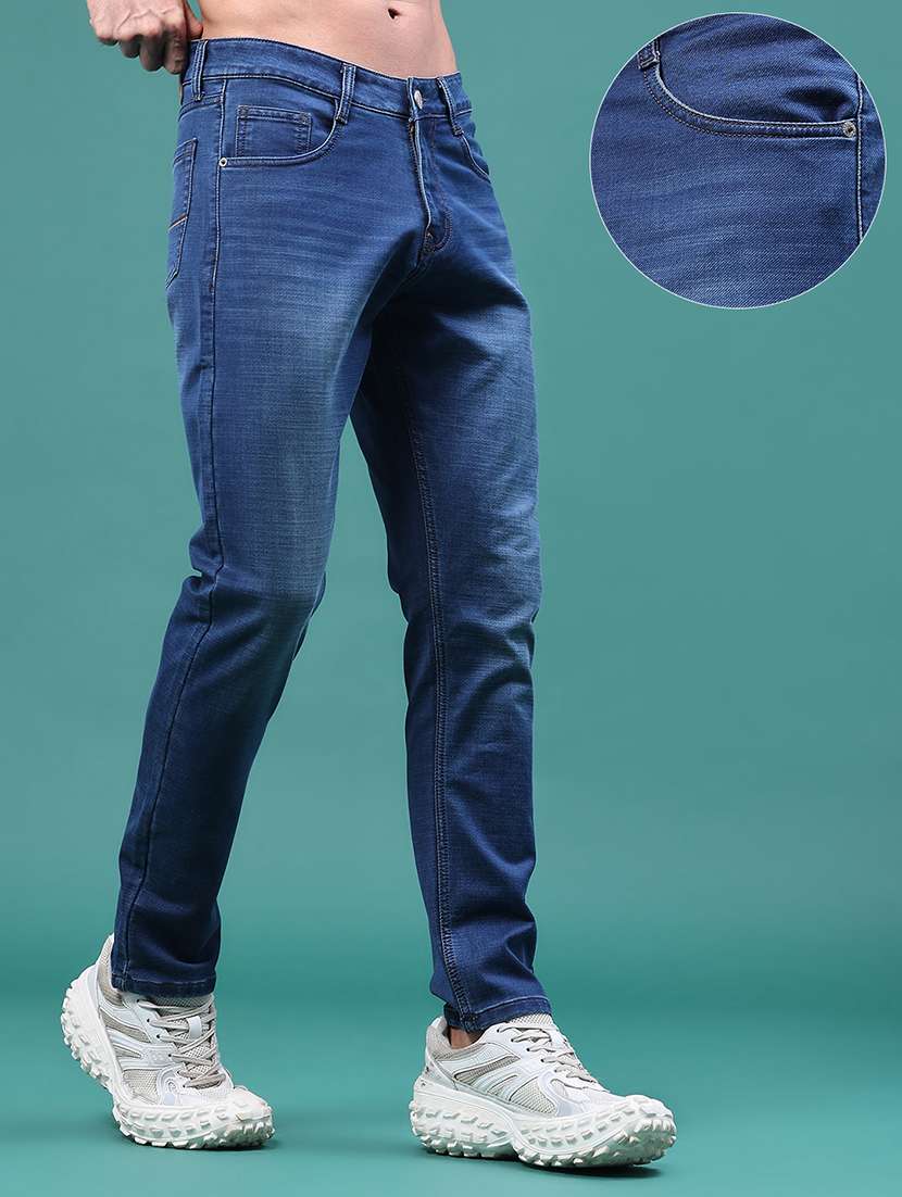 Men Washed Mid Rise Full Length Slim Fit Jeans - 22554013 -  Standard Image - 2
