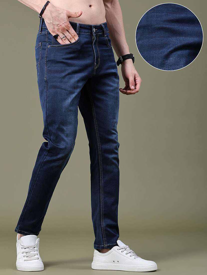 Men Washed Mid Rise Full Length Slim Fit Jeans - 22554015 -  Standard Image - 2