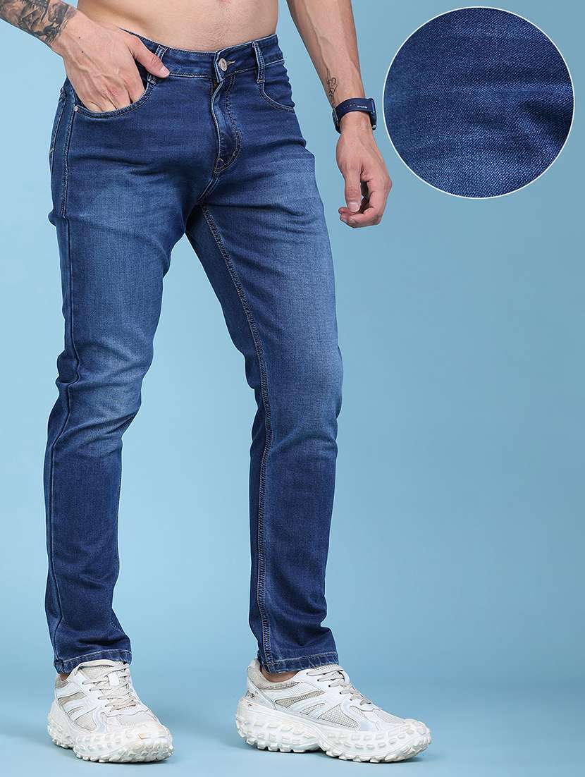 Men Washed Mid Rise Full Length Slim Fit Jeans - 22554016 -  Standard Image - 2