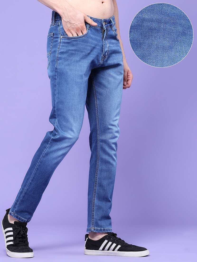 Men Washed Mid Rise Full Length Slim Fit Jeans - 22554025 -  Standard Image - 2
