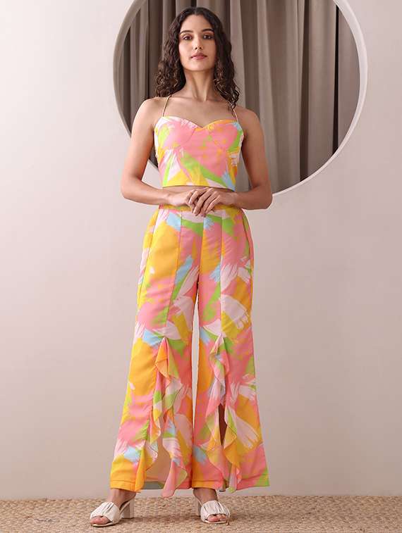women printed sleeveless top and palazzo co-ord set - 22554082 -  Standard Image - 2