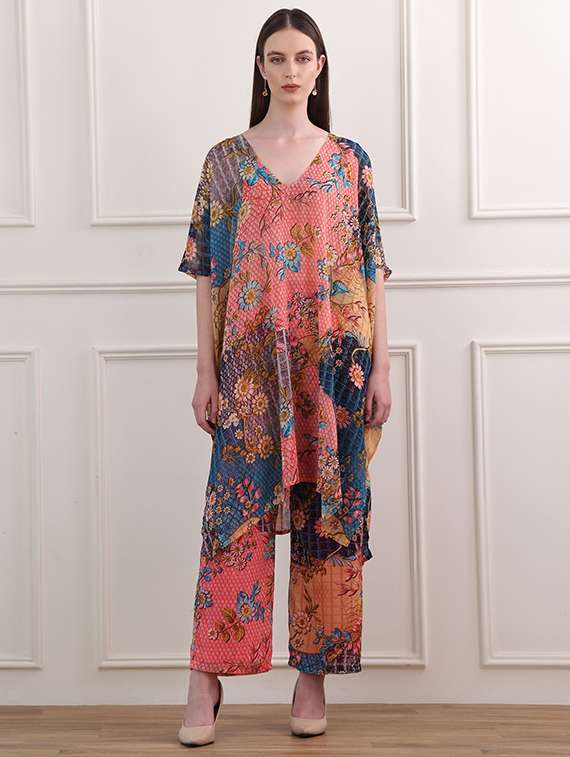 women printed kimono sleeves top and trouser co-ord set - 22554088 -  Standard Image - 2