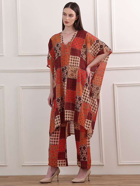 women printed kimono sleeves top and trouser co-ord set - 22554089 -  Standard Image - 2