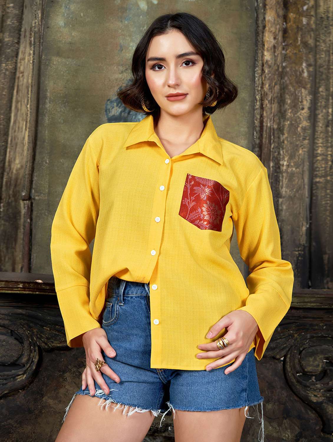 women solid long sleeves regular shirt