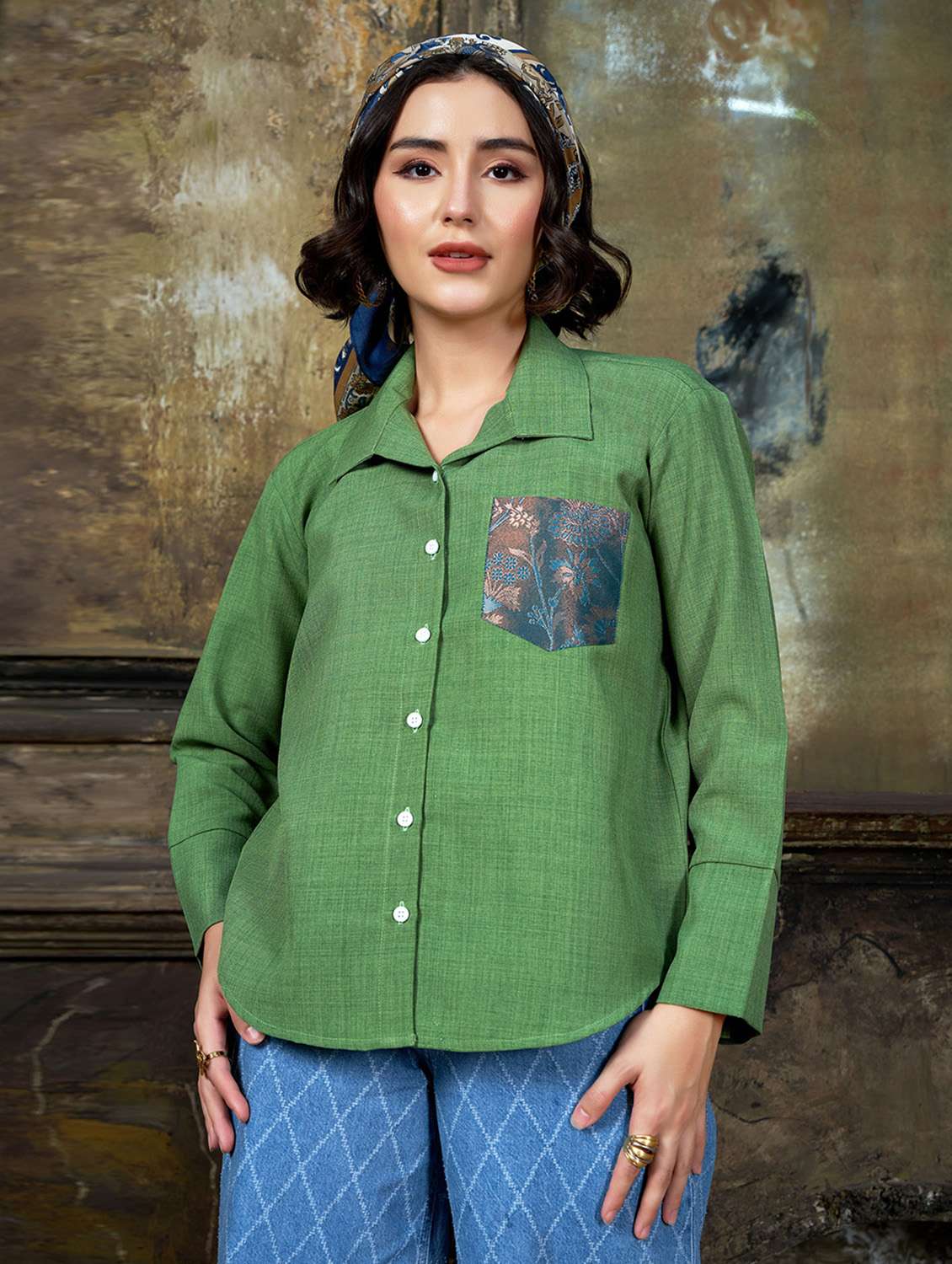 women solid long sleeves regular shirt
