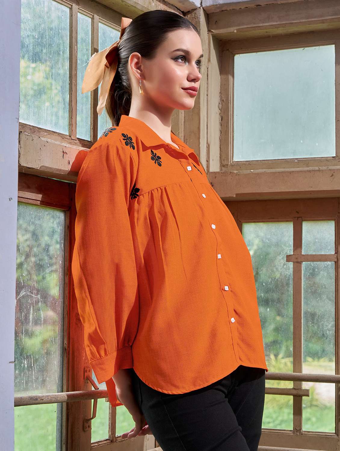 women embroidered long sleeves regular shirt - 22554118 -  Standard Image - 2