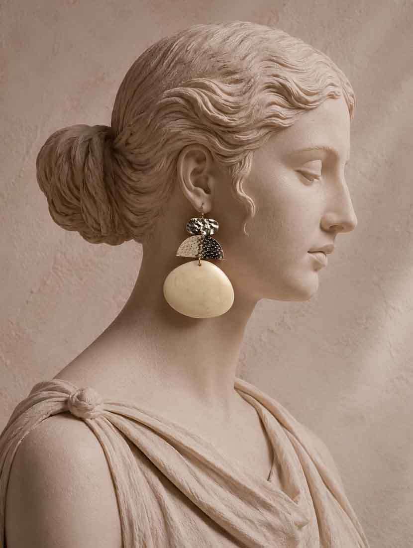white metal drop earrings geometric casual wear - 22554126 -  Standard Image - 2