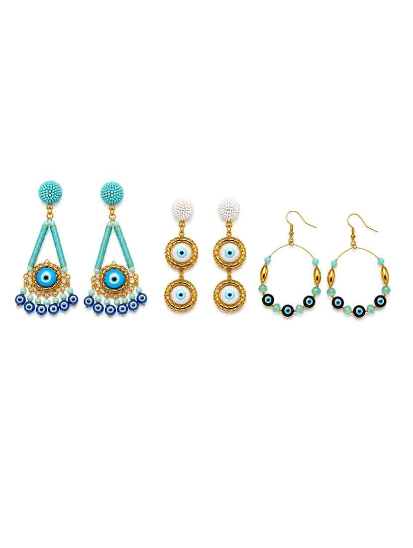 evil eye beads earrings combo pack of 3 for women - 22554131 -  Standard Image - 2