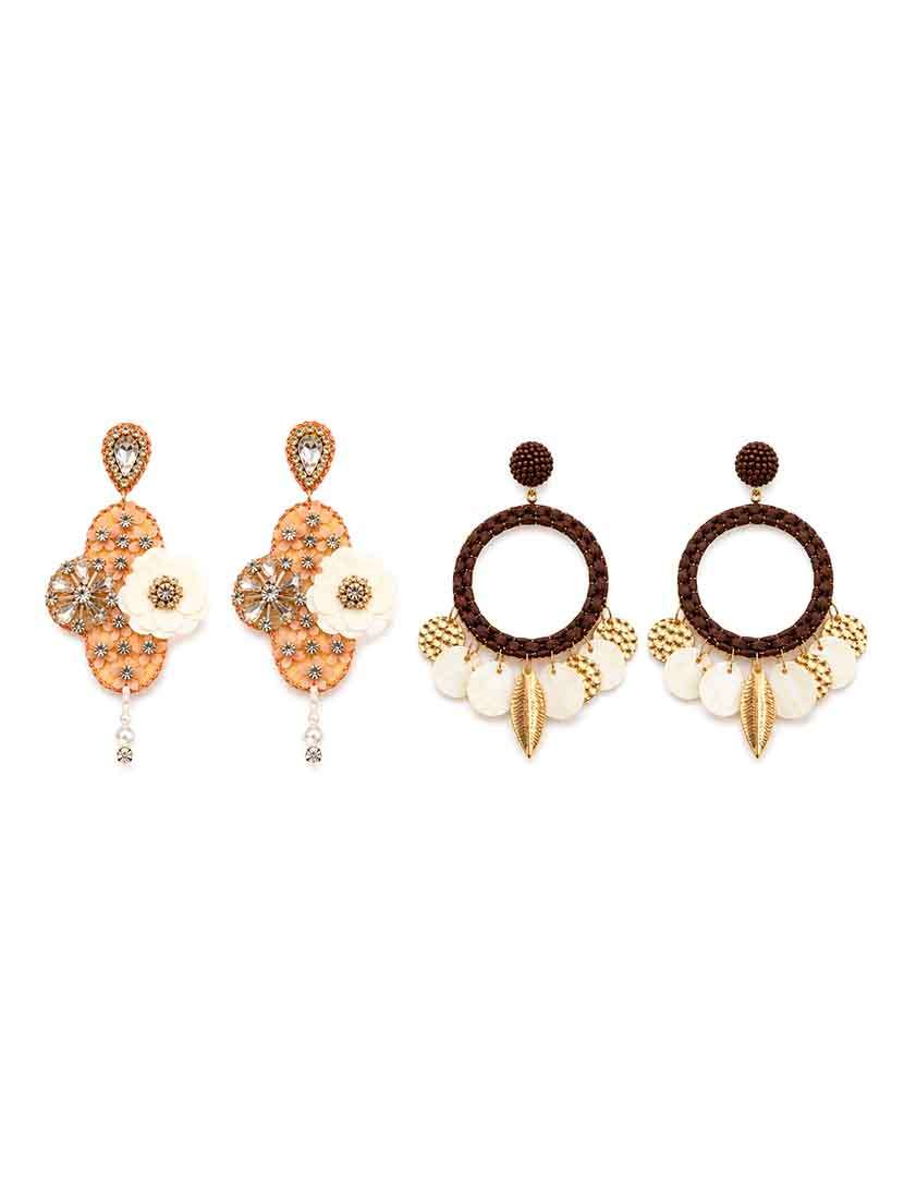 thread & shell beads earrings combo pack of 2 for women - 22554136 -  Standard Image - 2