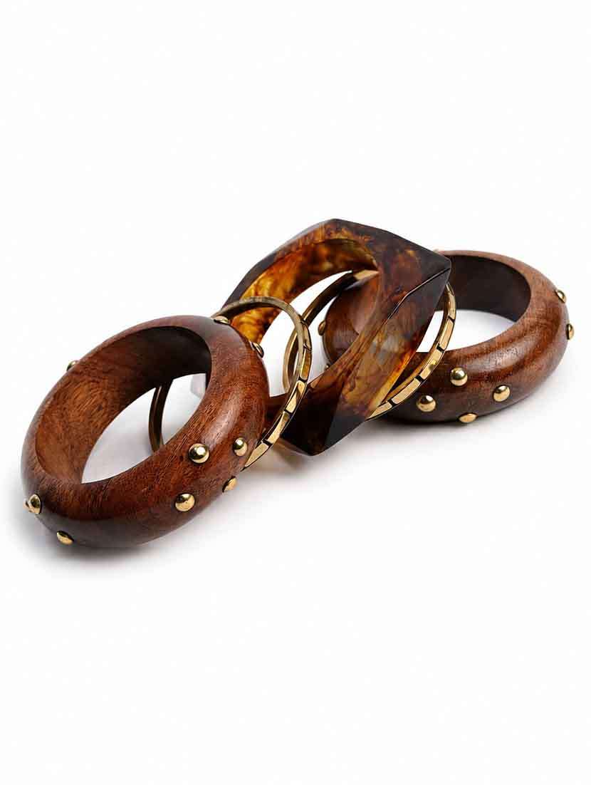 set of 5 wood metal & resin bangles for women - 22554192 -  Standard Image - 2