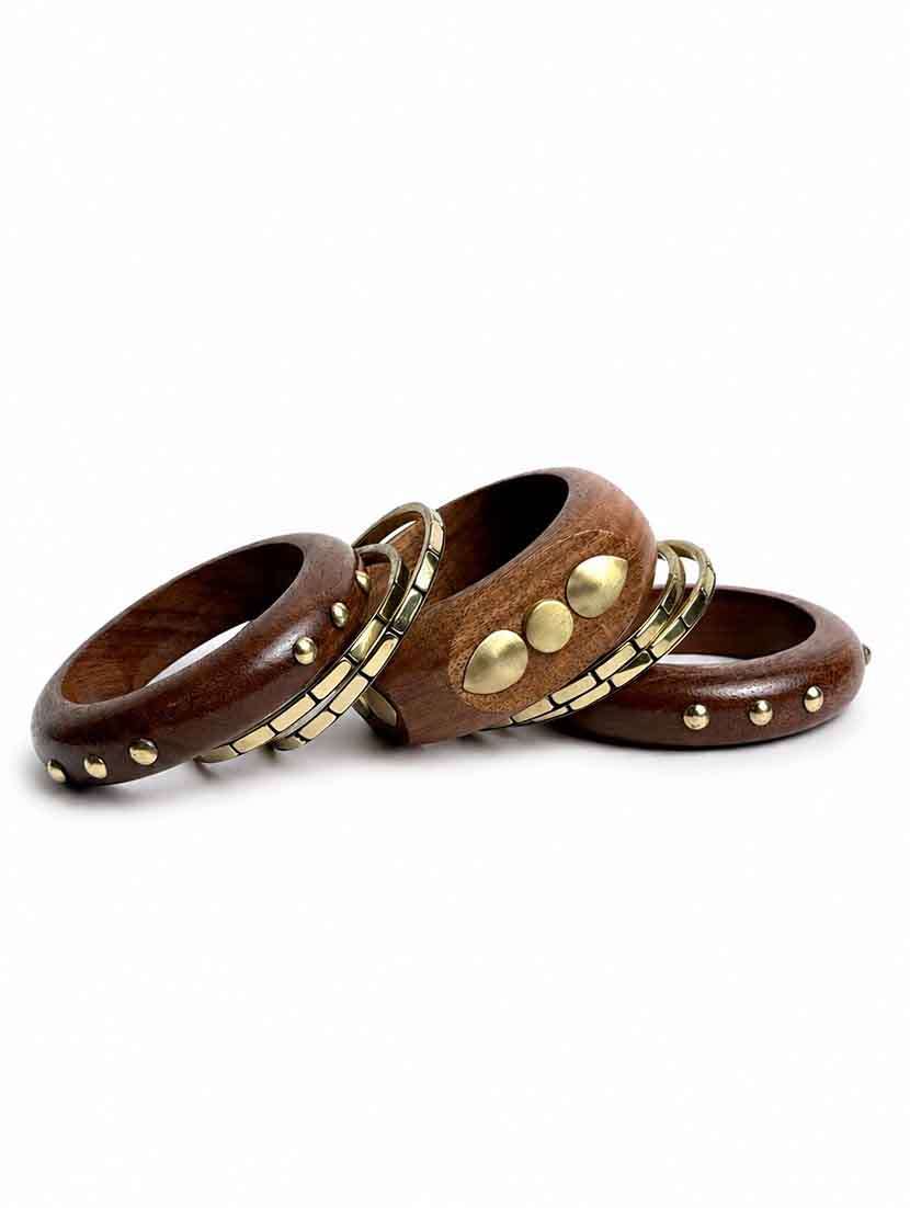 set of 7 wooden & metal bangles for women - 22554193 -  Standard Image - 2