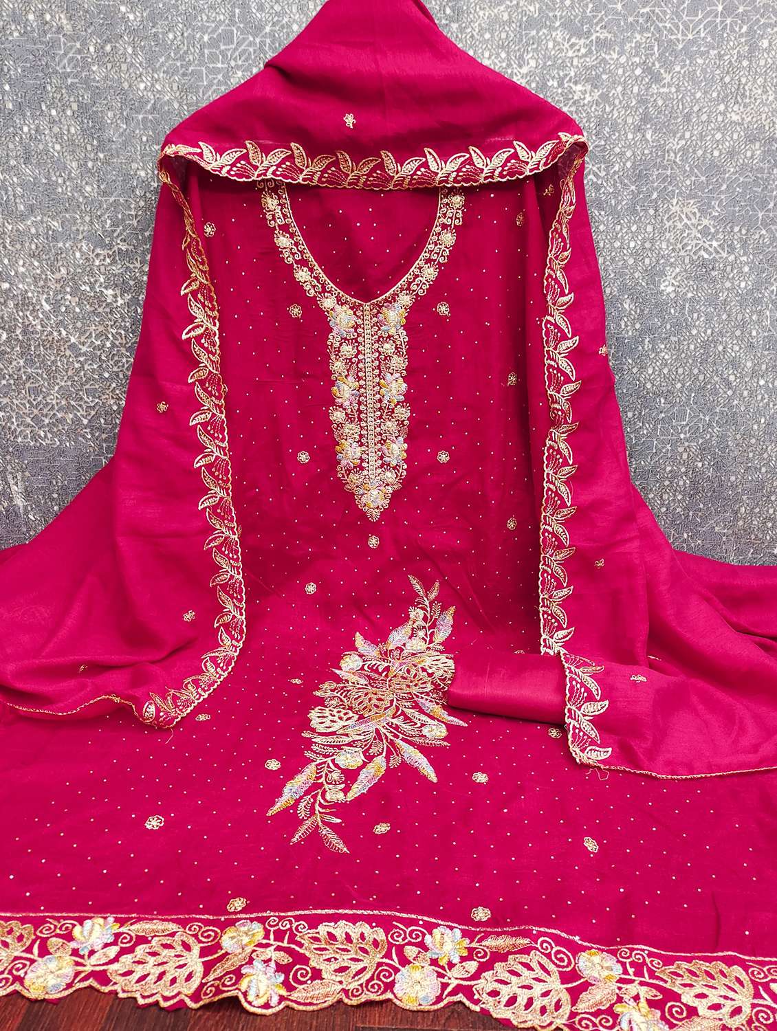women solid with work unstitched suit set - 22554527 -  Standard Image - 2