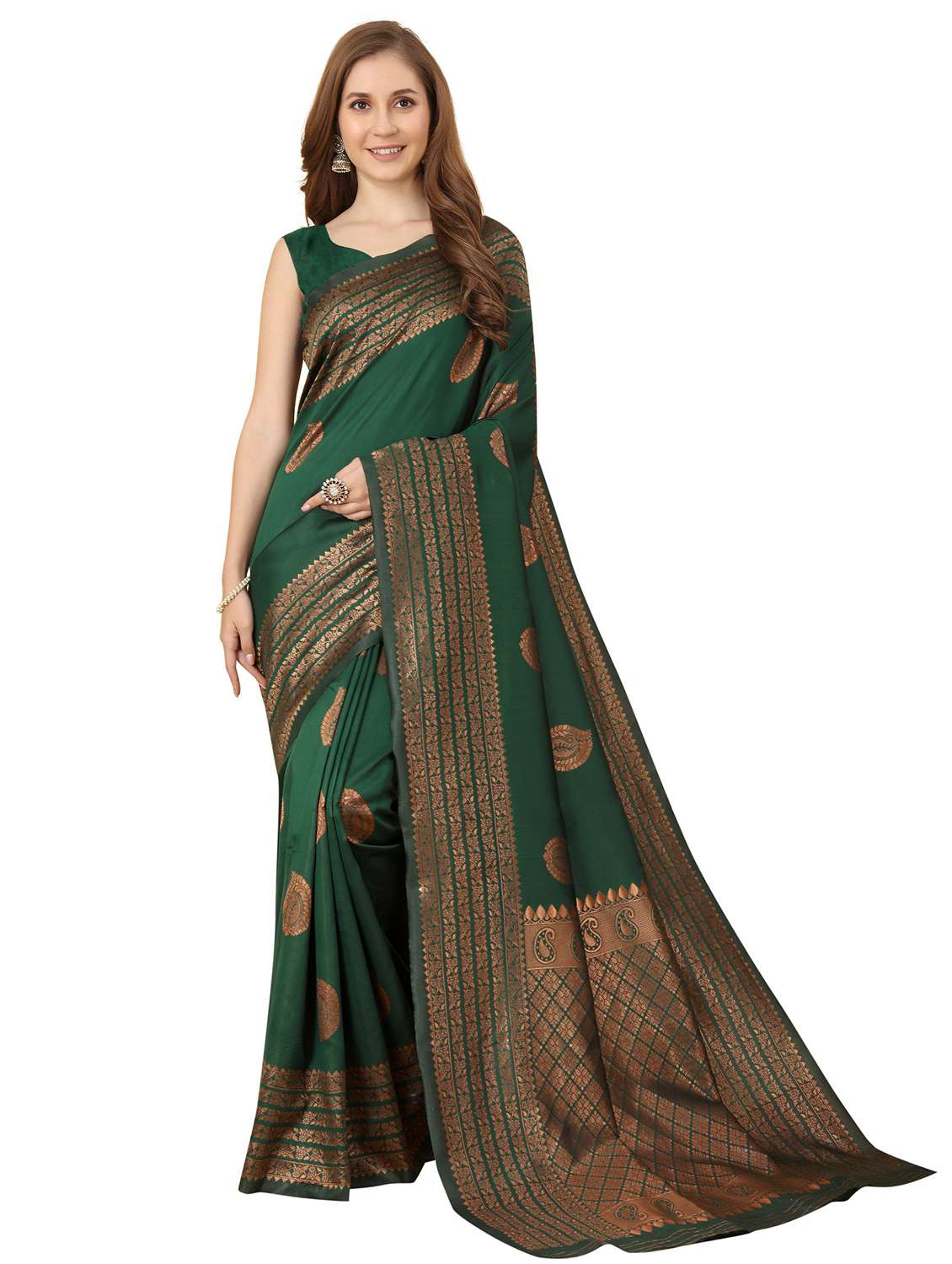 women self design banarasi saree with blouse