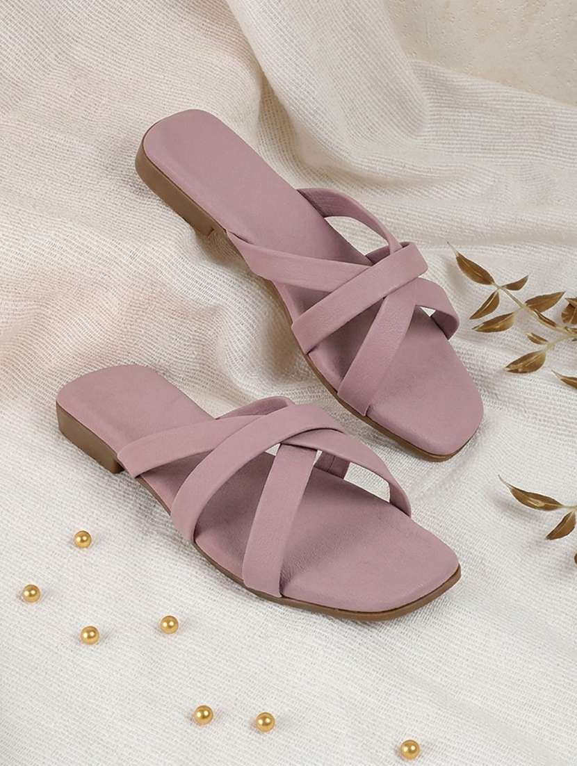 women solid slip on flats