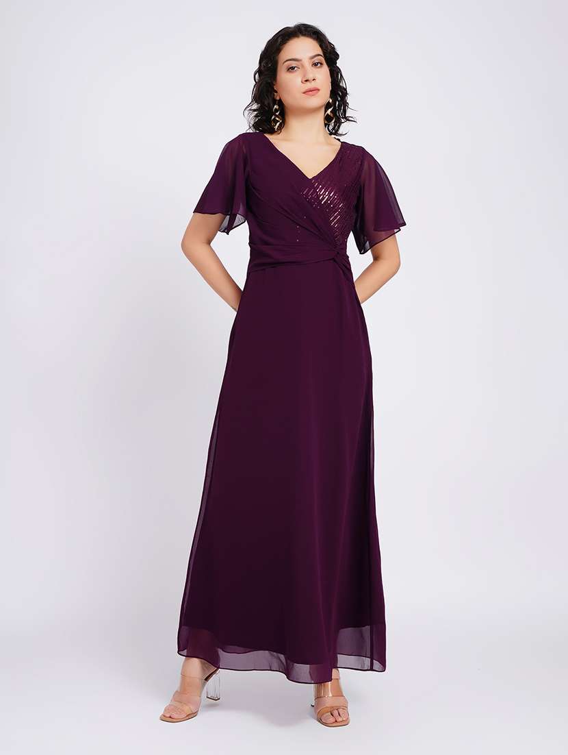 women sequined flared sleeves fit and flare dress - 22554882 -  Standard Image - 2