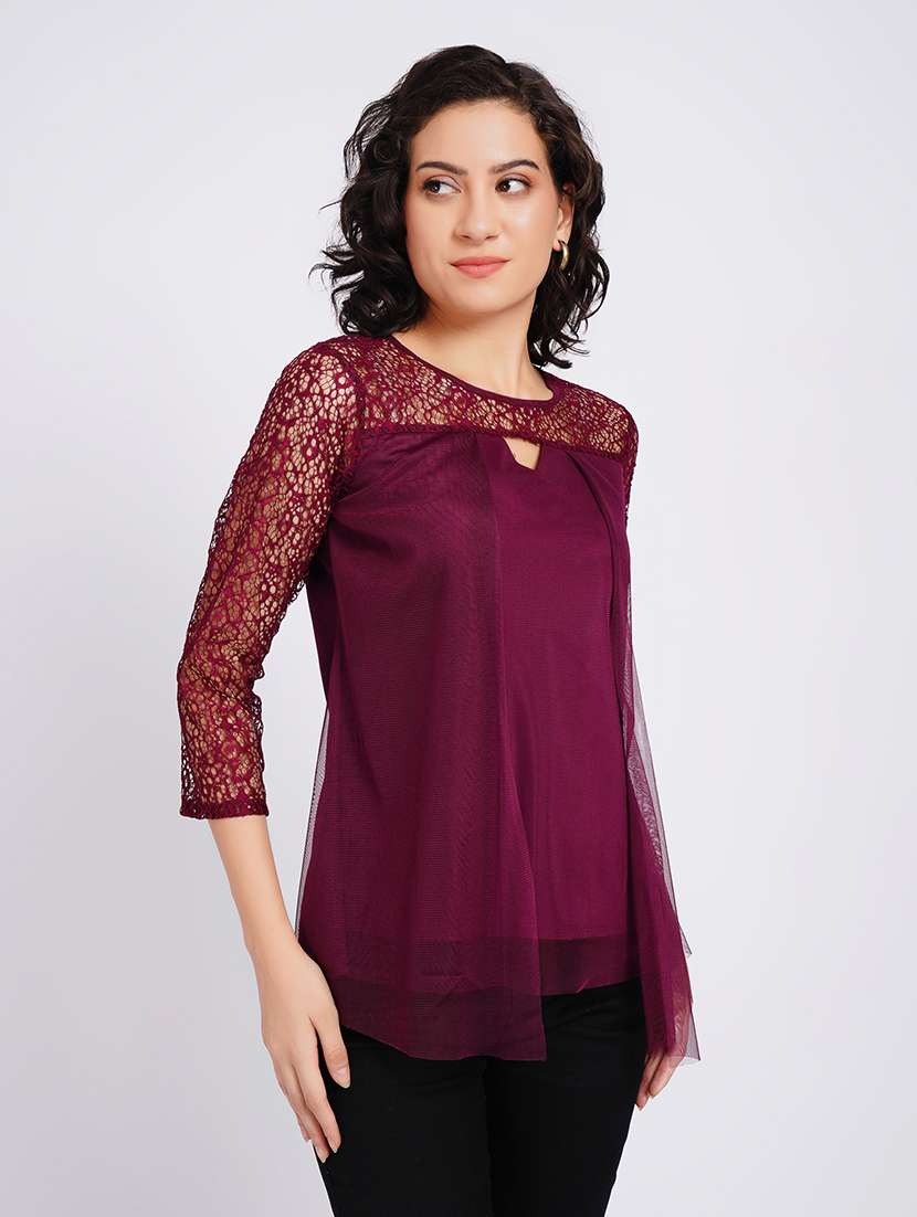 women self design round neck regular top - 22554889 -  Standard Image - 2