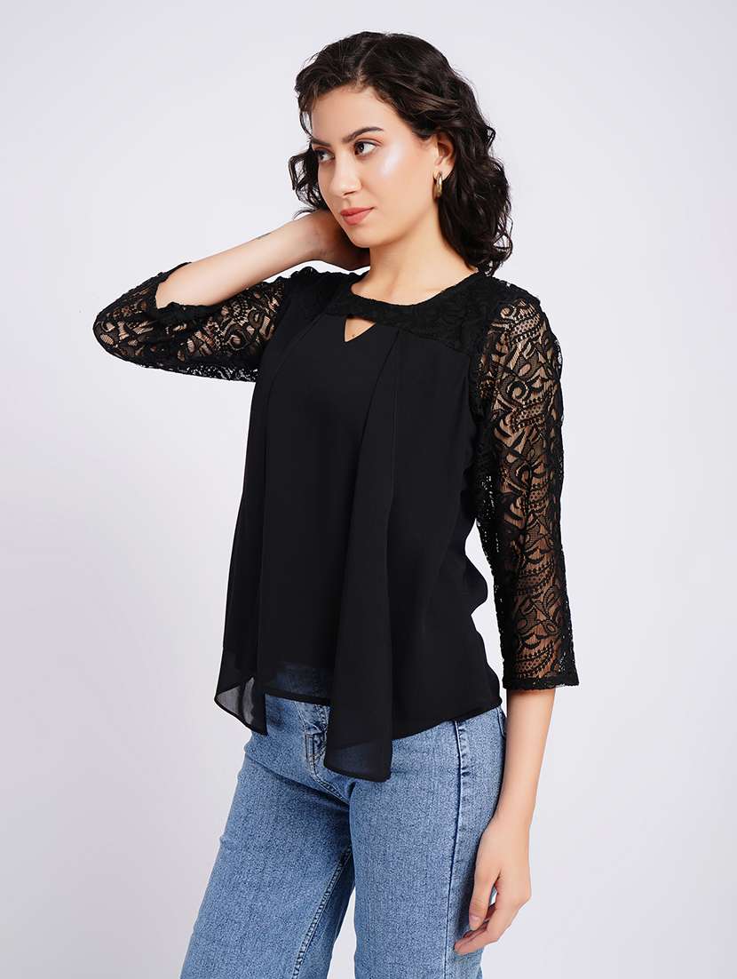 women self design keyhole neck regular top - 22554890 -  Standard Image - 2