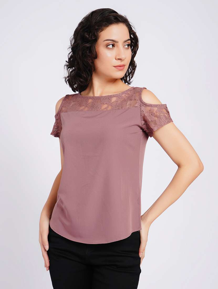 women self design cold shoulder regular top - 22554892 -  Standard Image - 2