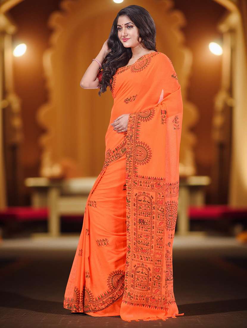 women printed casual wear saree with blouse - 22554935 -  Standard Image - 2