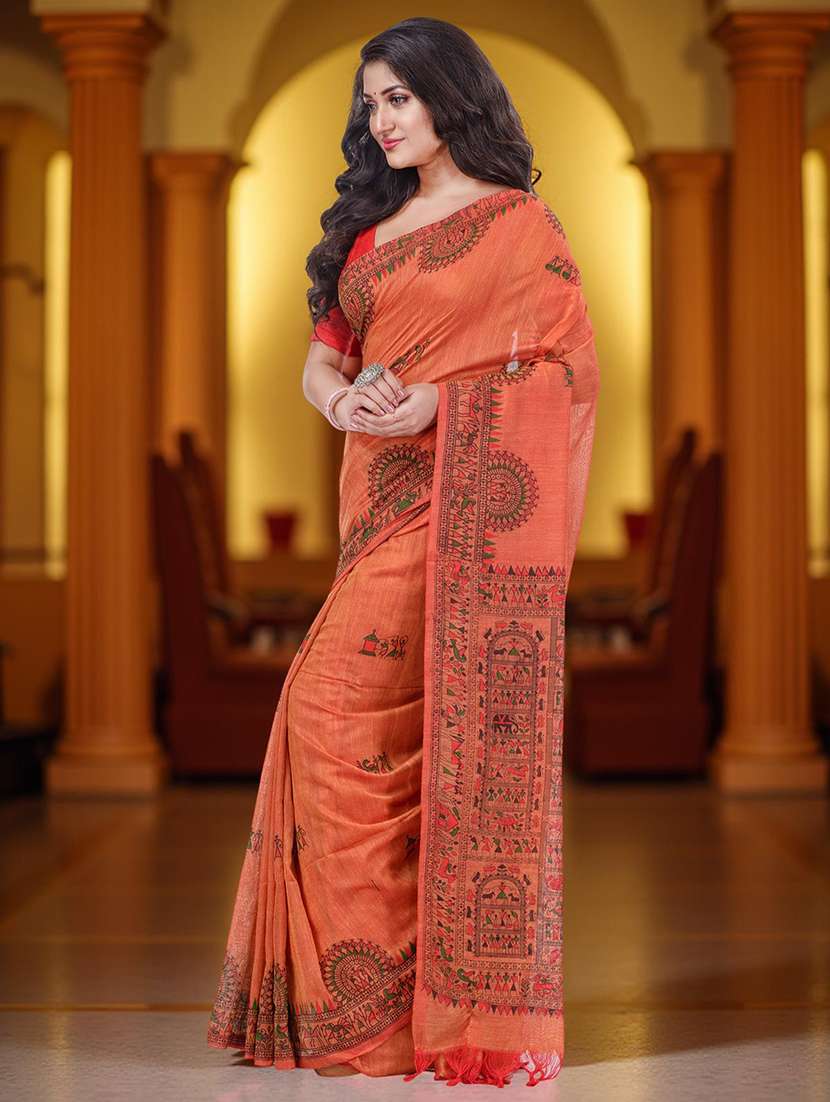 women printed casual wear saree with blouse - 22554939 -  Standard Image - 2