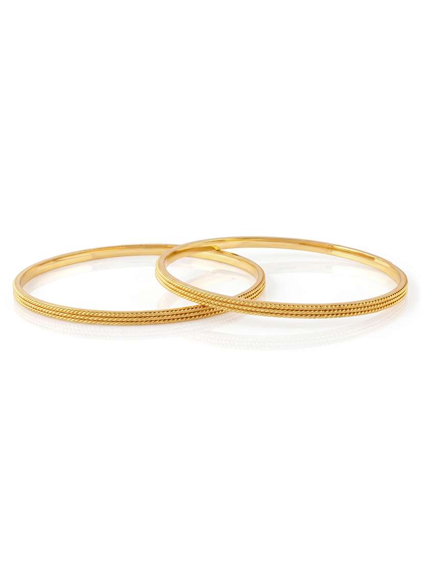 set of 2 gold brass micron gold plated rawa work handmade bangles - 22555072 -  Standard Image - 2