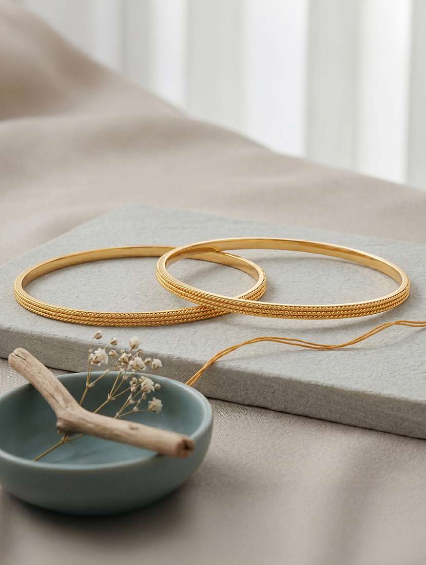 brass micron gold plated rawa work handmade bangle set for women
