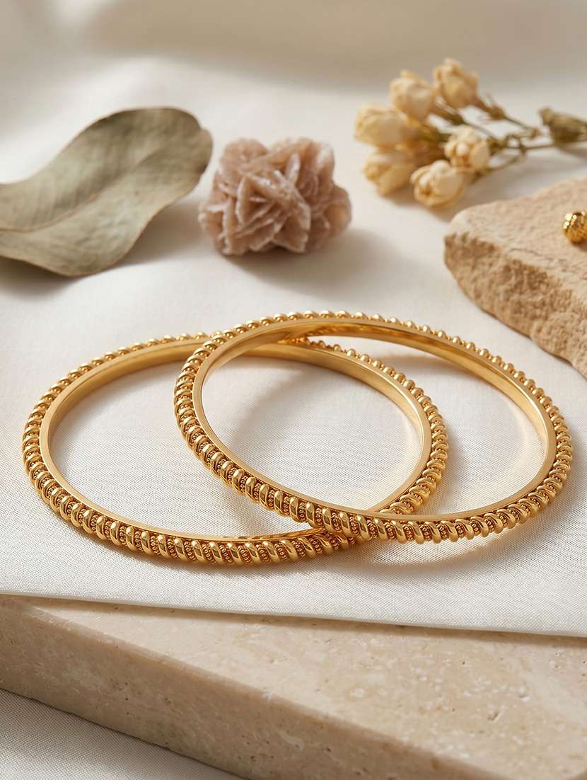 brass micron gold plated rawa work handmade bangle set for women