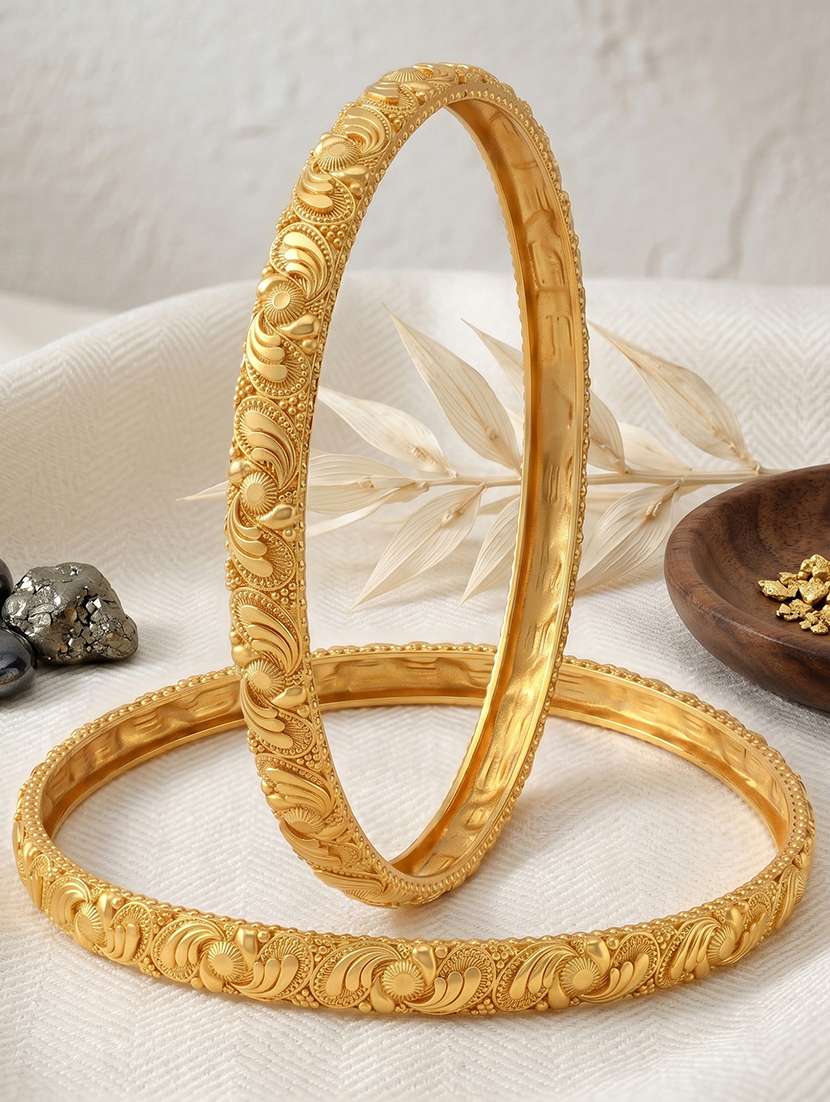 brass micron gold plated bangle kada set for women