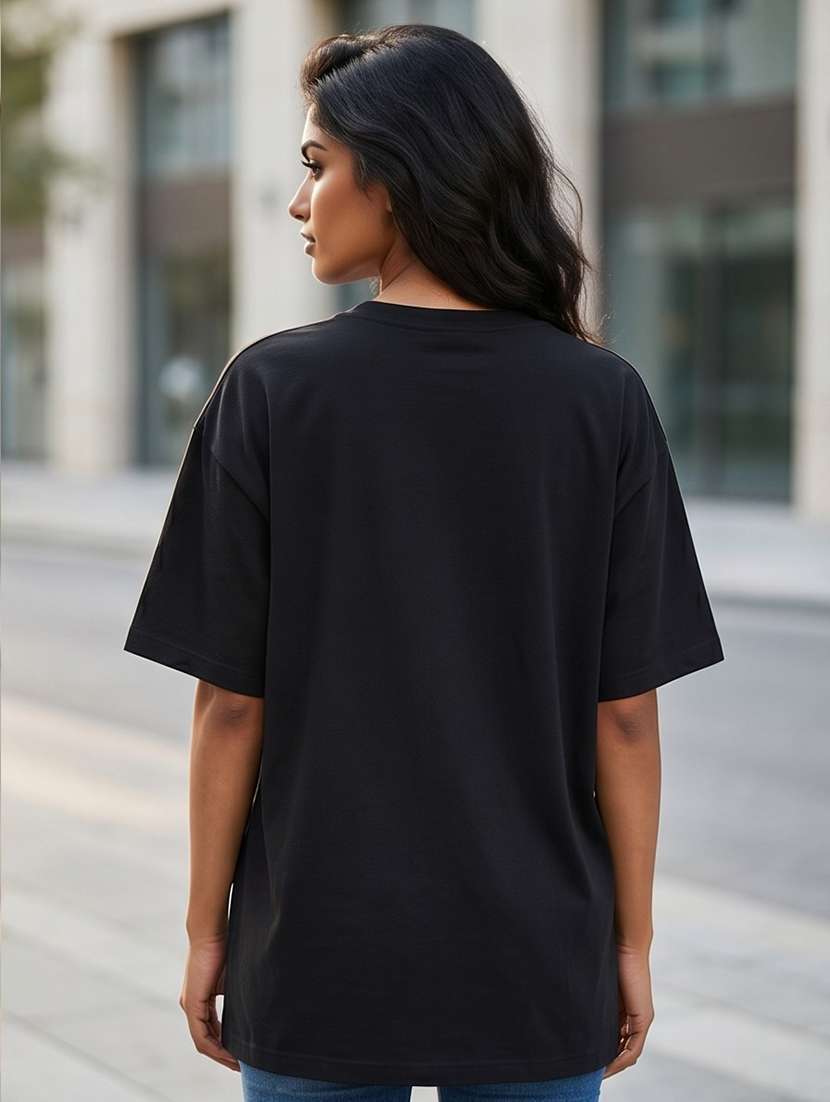 black cotton front print tshirt - 22555092 -  Standard Image - 2