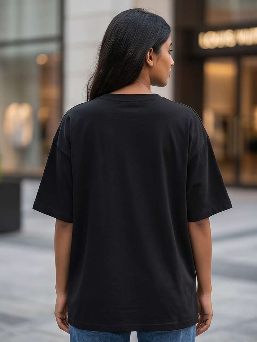 black cotton front print tshirt - 22555094 -  Standard Image - 2