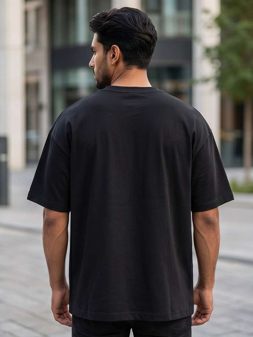 black cotton front print tshirt - 22555118 -  Standard Image - 2