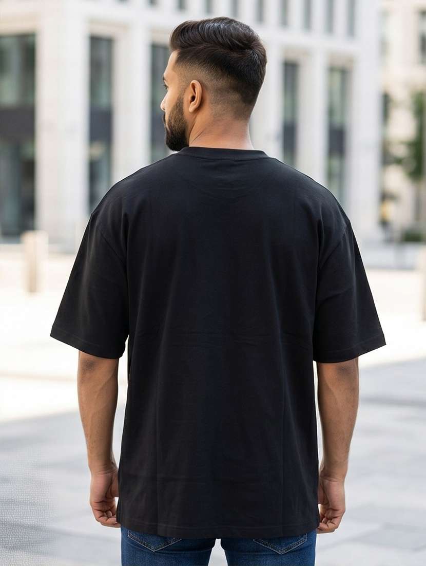 black cotton front print tshirt - 22555122 -  Standard Image - 2
