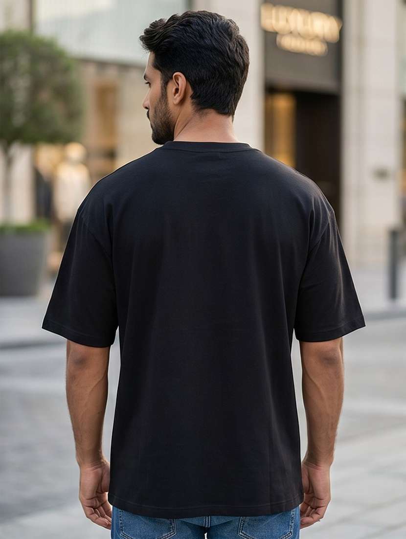 black cotton front print tshirt - 22555127 -  Standard Image - 2