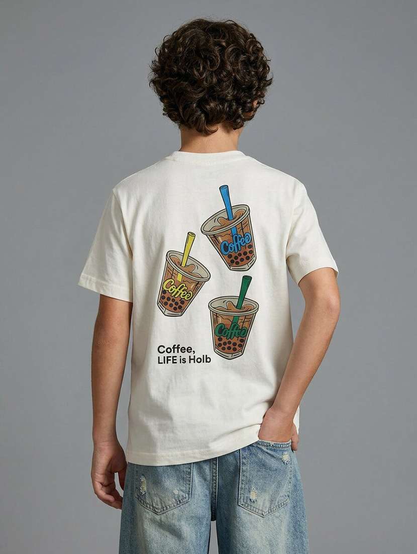 boys printed short sleeves regular fit t-shirt